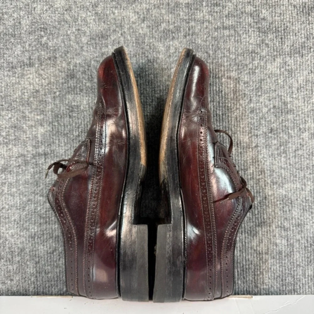 Vintage Florsheim Imperial Kenmoor Burgundy Wingtip Longwing Blucher Shoes 8